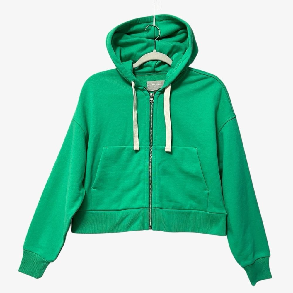 Everlane Track Organic Cotton Hoodie NWT Size XS Jade Green Zip Up Active